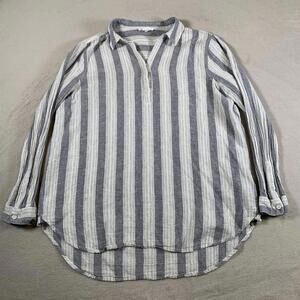 Beachlunchlounge Shirt Linen Cotton Blend Striped‎ Tunic Shirt Women’s Large